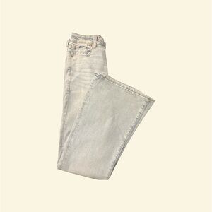 American Eagle Super Hi Rise Flare Jeans Light Wash Button Fly Size 8 Retro Y2K